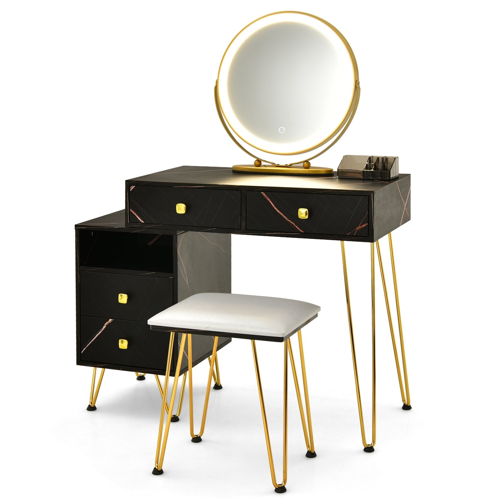 Modern Dressing Table with Storage Cabinet, Black Makeup Vanities   at Gallery Canada