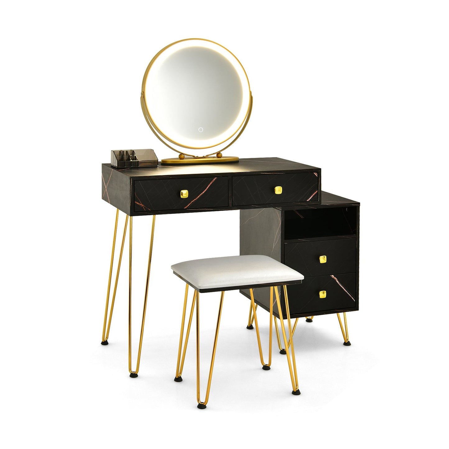 Modern Dressing Table with Storage Cabinet, Black Makeup Vanities   at Gallery Canada