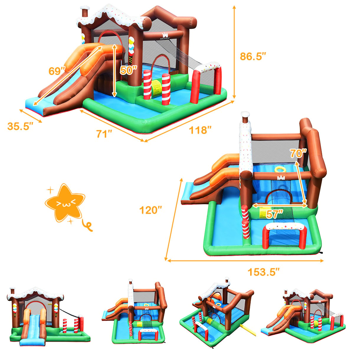 Kids Inflatable Bounce House Jumping Castle Slide Climber Bouncer Without Blower Bounce House   at Gallery Canada