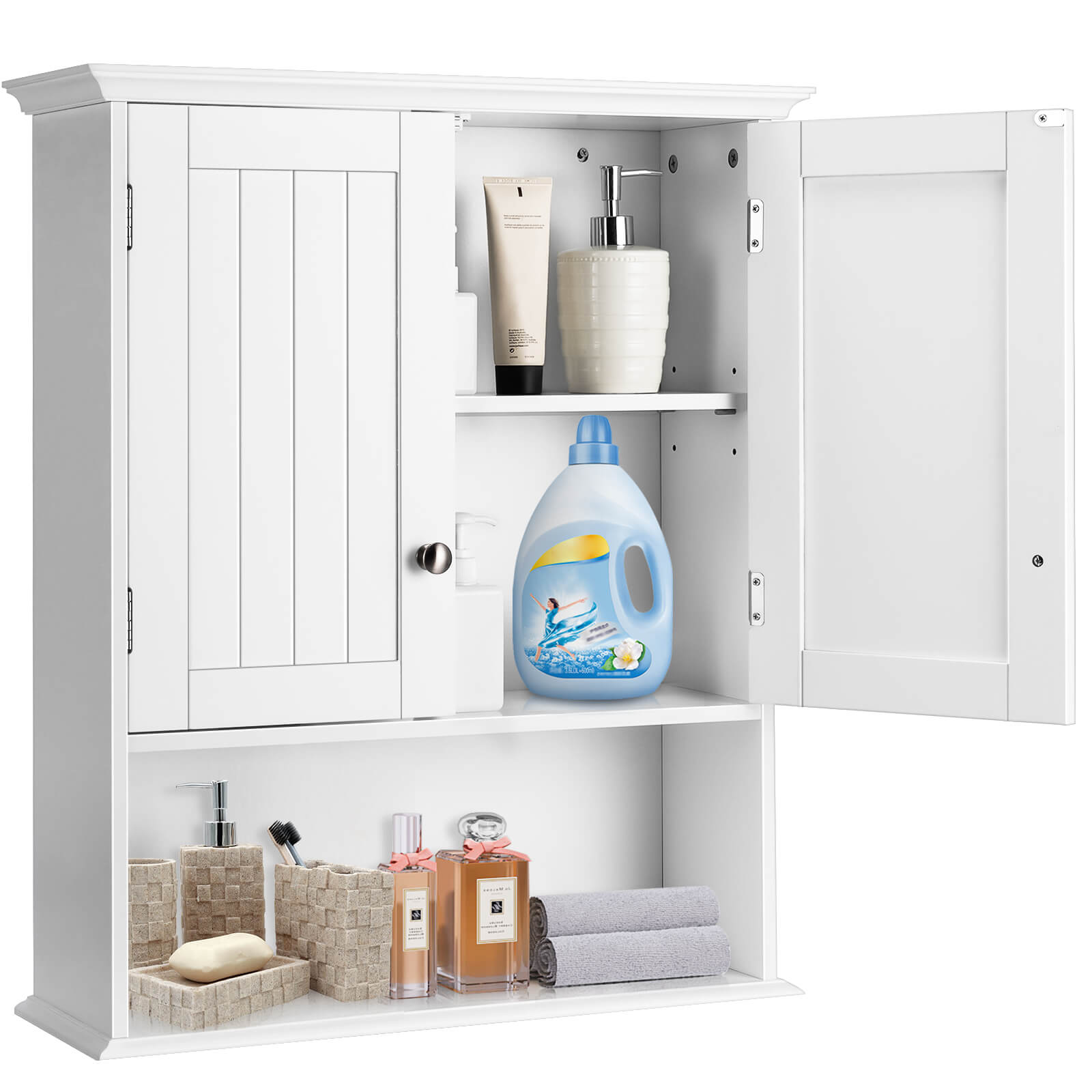 Wall Mount Bathroom Cabinet Storage Organizer with Doors and Shelves, White Wall Cabinets   at Gallery Canada