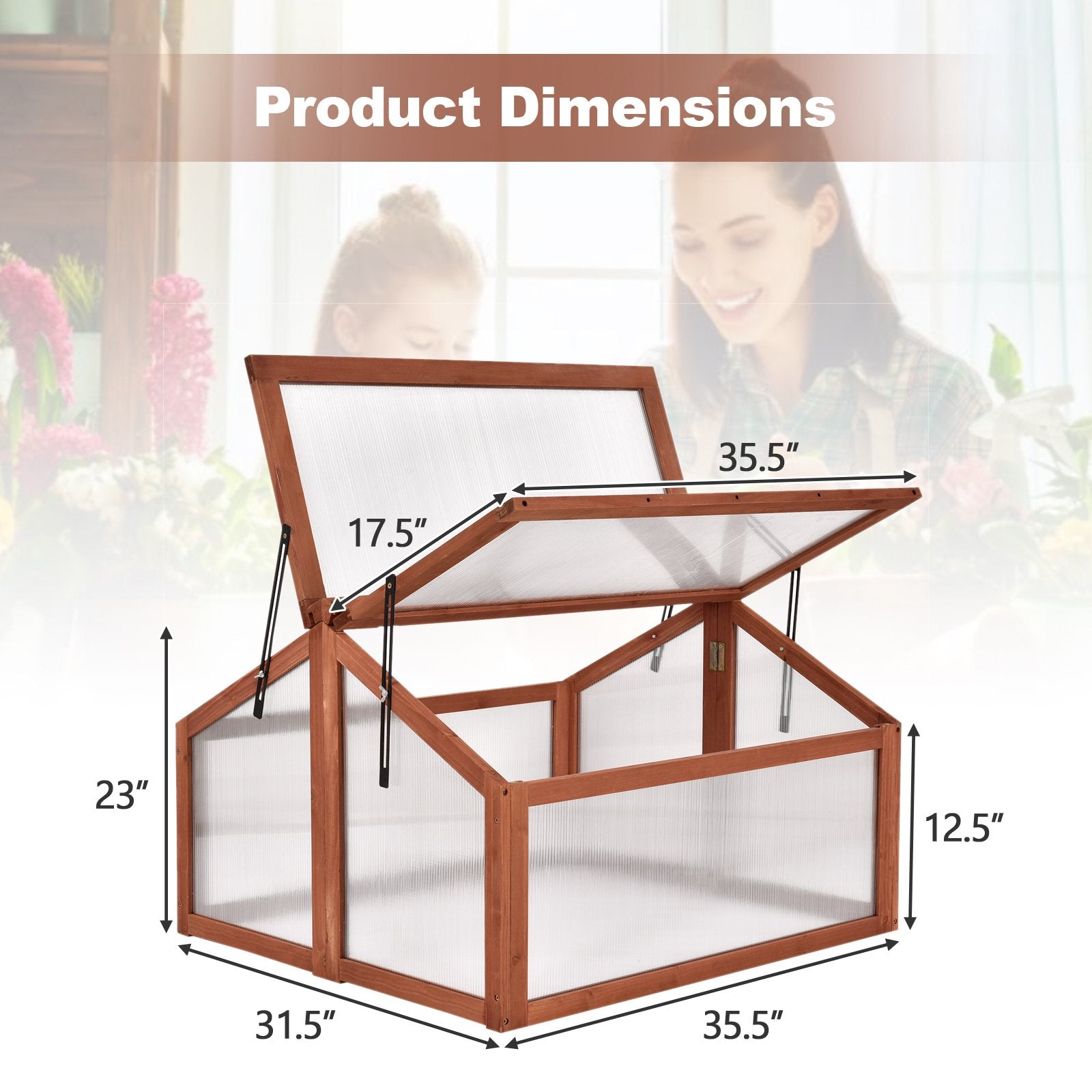 Double Box Garden Wooden Greenhouse, Brown Greenhouses   at Gallery Canada