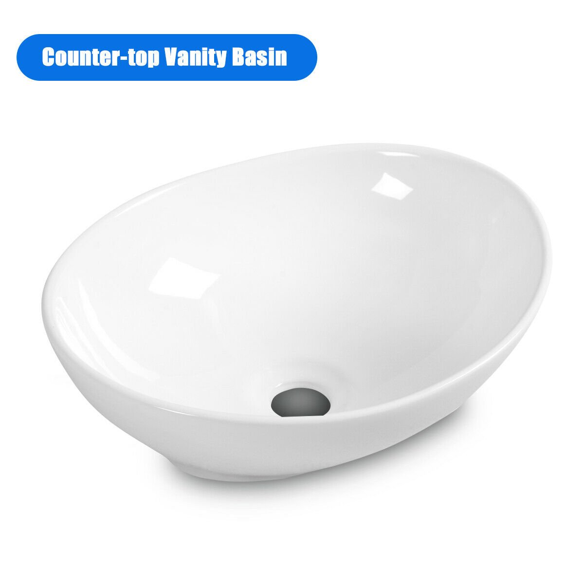 Oval Bathroom Basin Ceramic Vessel Sink, White Bathroom Sinks   at Gallery Canada