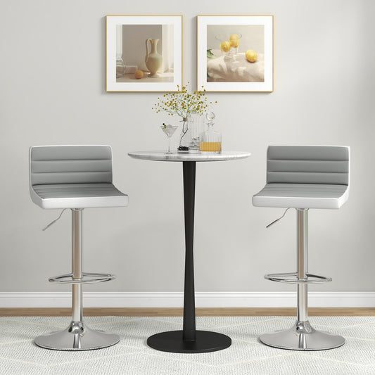 Set of 2 Adjustable Heights Barstool with PU Leather, Gray - Gallery Canada