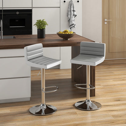 Set of 2 Adjustable Heights Barstool with PU Leather, Gray - Gallery Canada