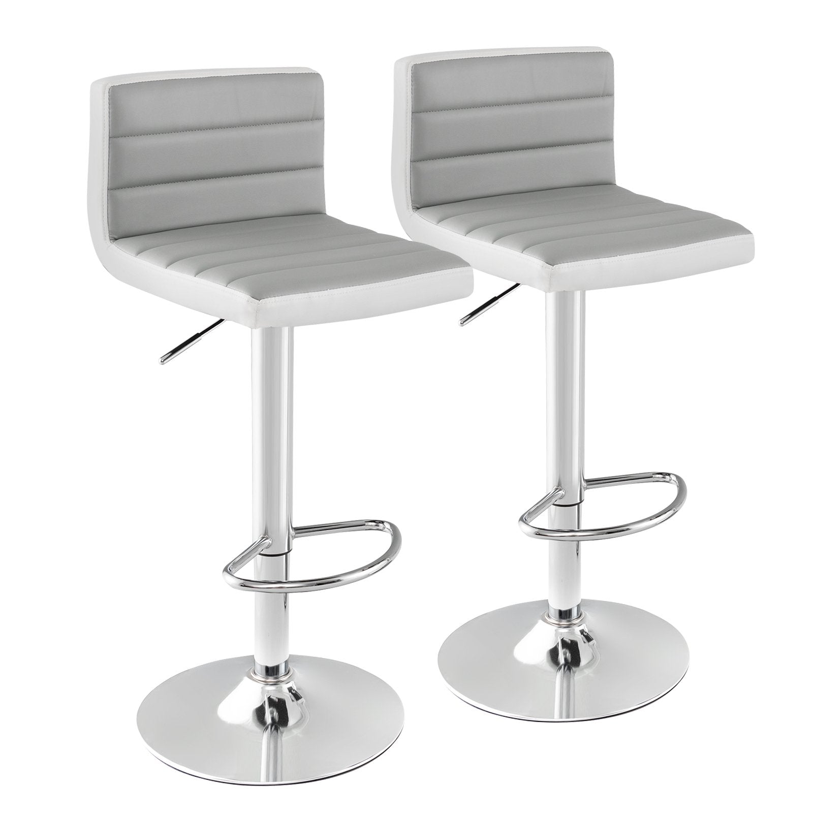 Set of 2 Adjustable Heights Barstool with PU Leather, Gray Bar Stools   at Gallery Canada