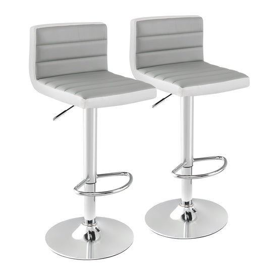 Set of 2 Adjustable Heights Barstool with PU Leather, Gray - Gallery Canada