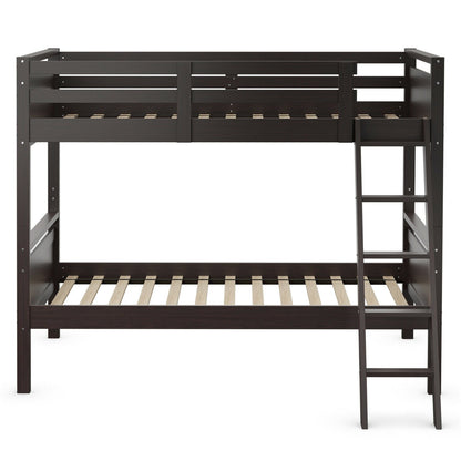 Twin Over Twin Bunk Bed Convertible 2 Individual Beds Wooden , Dark Brown Bunk Bed Frame   at Gallery Canada