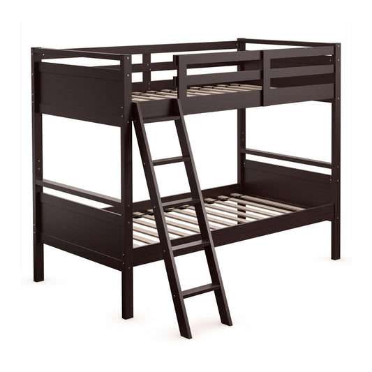 Twin Over Twin Bunk Bed Convertible 2 Individual Beds Wooden , Dark Brown Bunk Bed Frame   at Gallery Canada