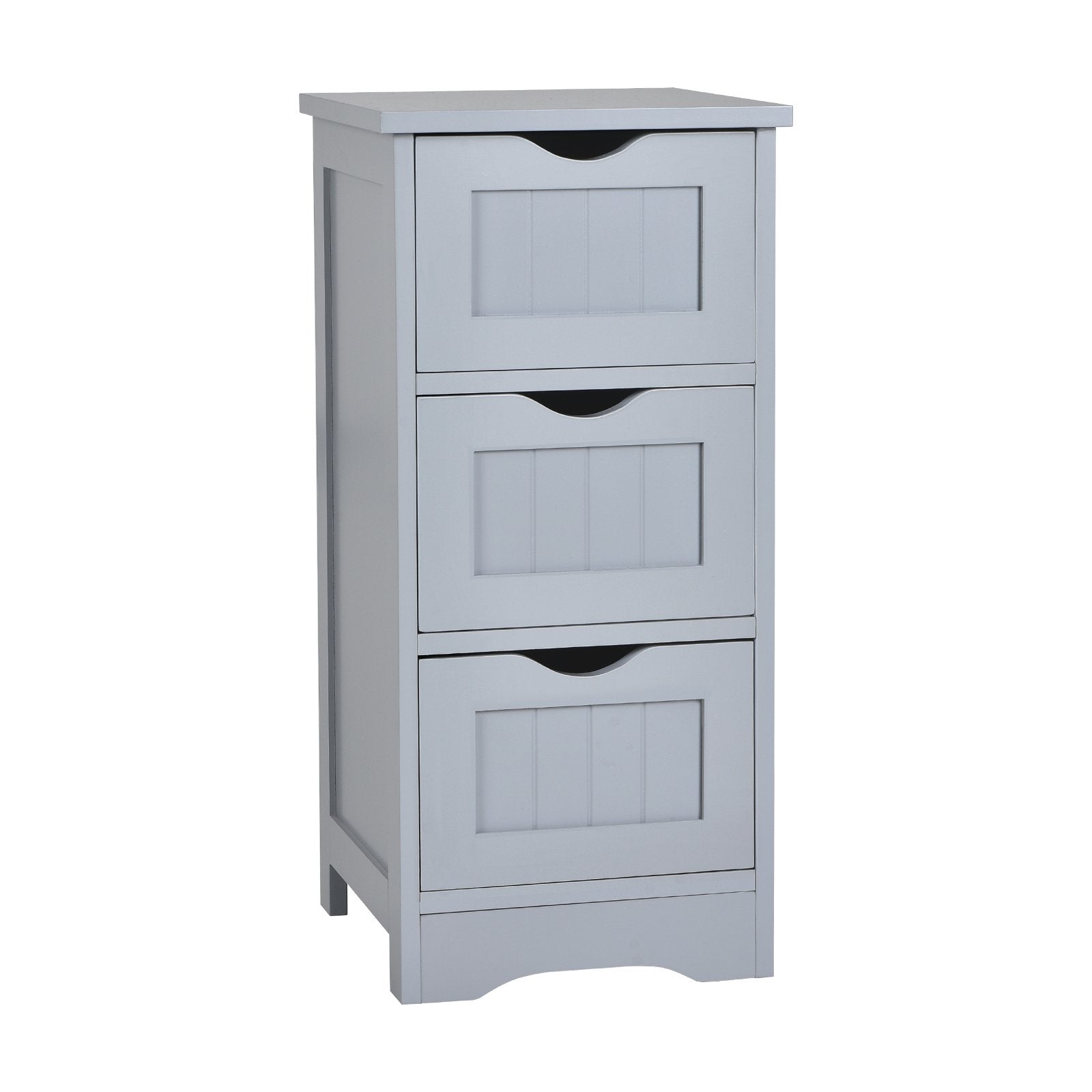 Bathroom Wooden Free Standing Storage Side Floor Cabinet Organizer-3-Tier., Gray Floor Cabinets   at Gallery Canada