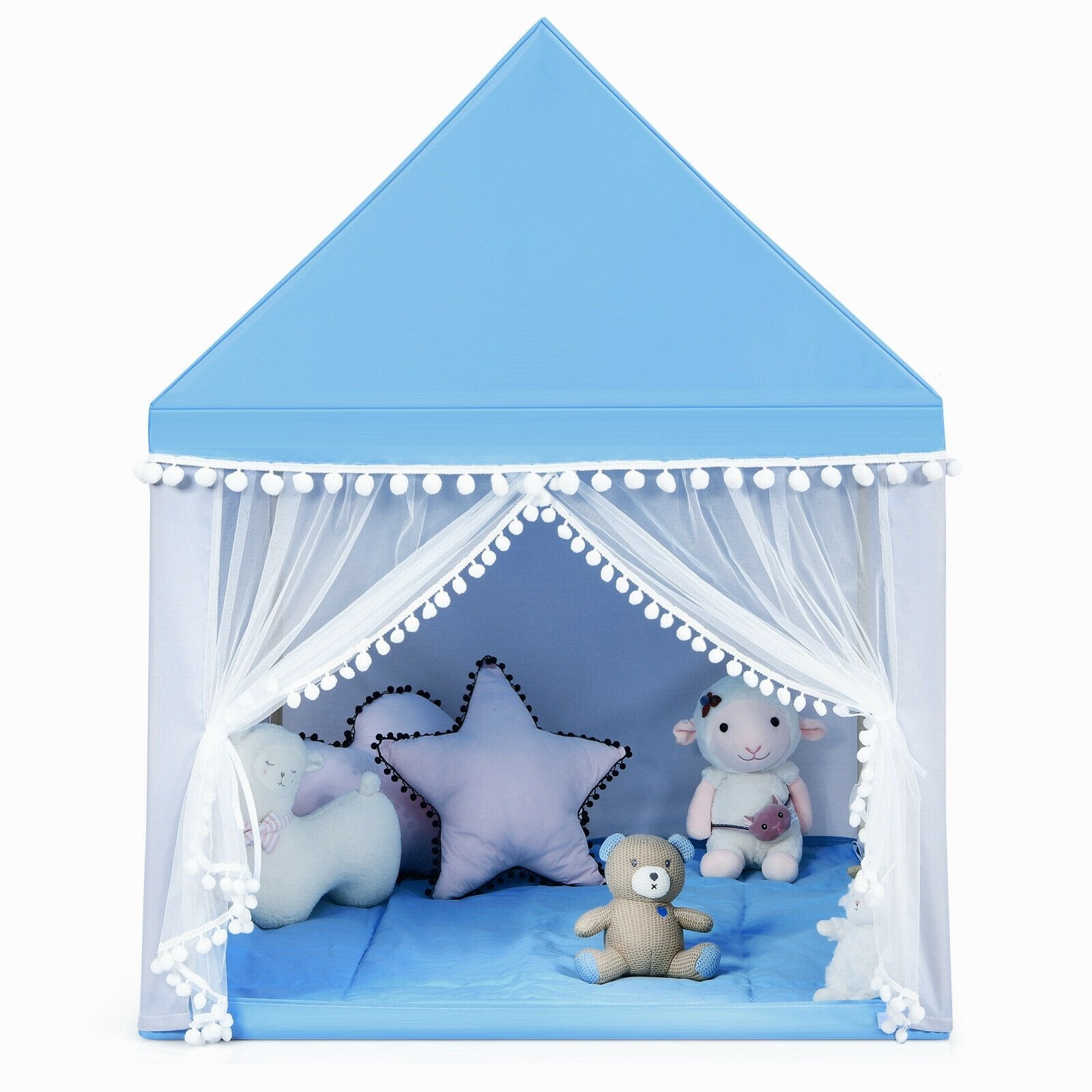 Kids Play Tent Large Playhouse Children Play Castle Fairy Tent Gift with Mat, Blue Play Tents & Playhouse   at Gallery Canada