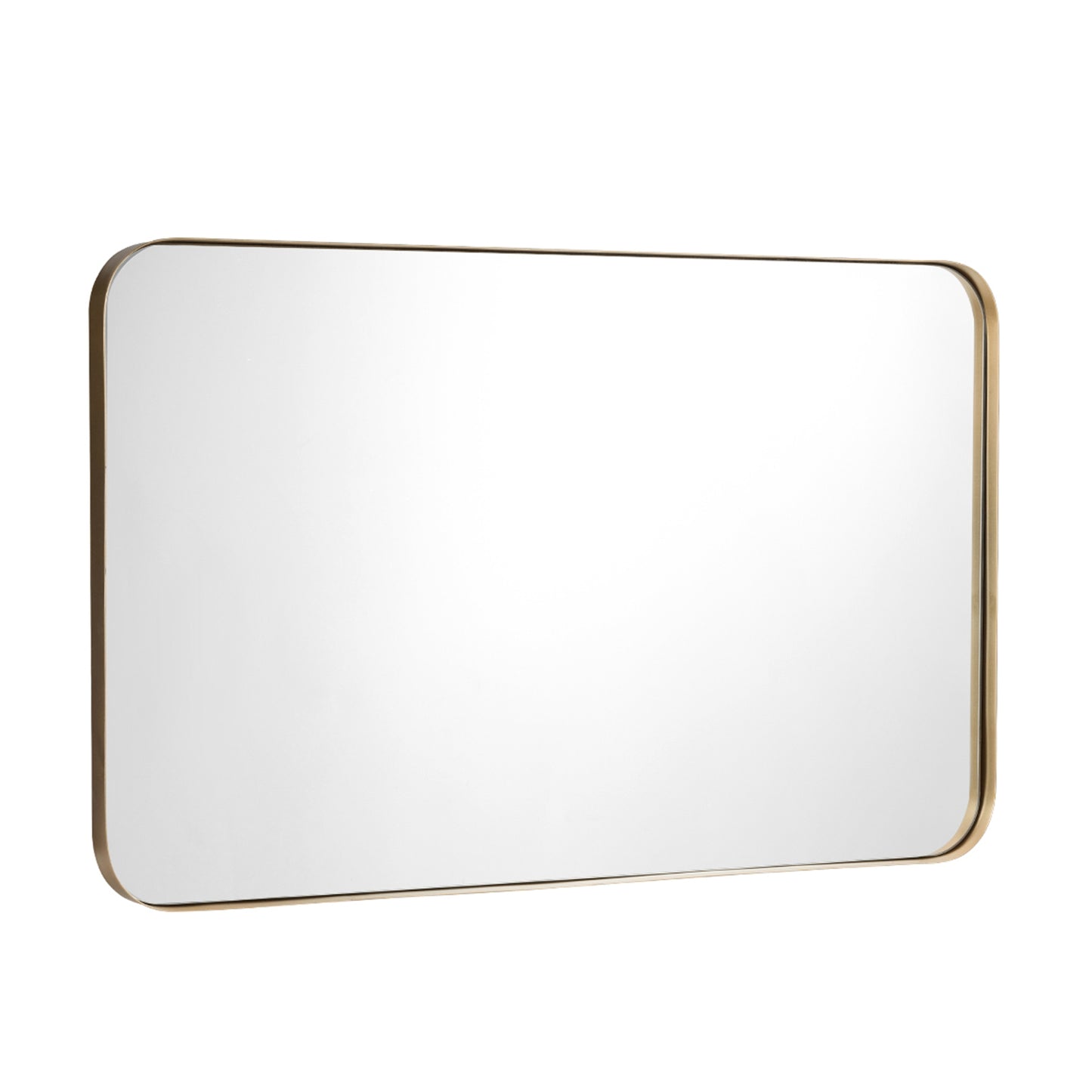 32 Inch x 20 Inch Metal Frame Wall-Mounted Rectangle Mirror, Golden Wall Mirrors Golden  at Gallery Canada