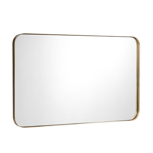 32 Inch x 20 Inch Metal Frame Wall-Mounted Rectangle Mirror, Golden