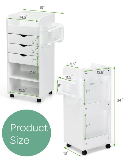 Wooden Utility Rolling Craft Storage Cart, White File Cabinets   at Gallery Canada