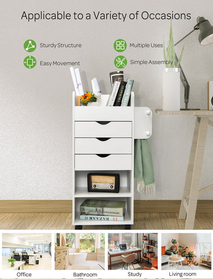 Wooden Utility Rolling Craft Storage Cart, White File Cabinets   at Gallery Canada