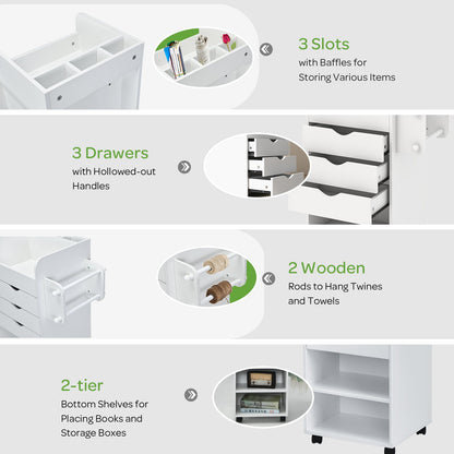 Wooden Utility Rolling Craft Storage Cart, White File Cabinets   at Gallery Canada