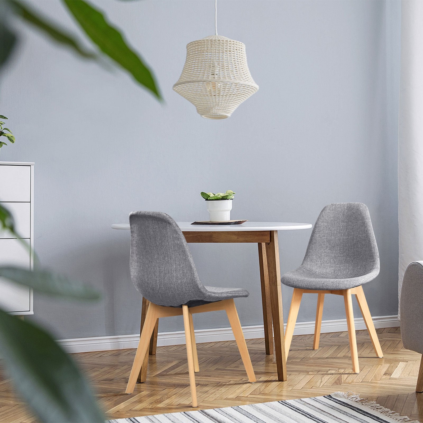 4 Pieces Modern Dining Chair Set with Wood Legs and Fabric Cushion Seat, Gray Dining Chairs   at Gallery Canada