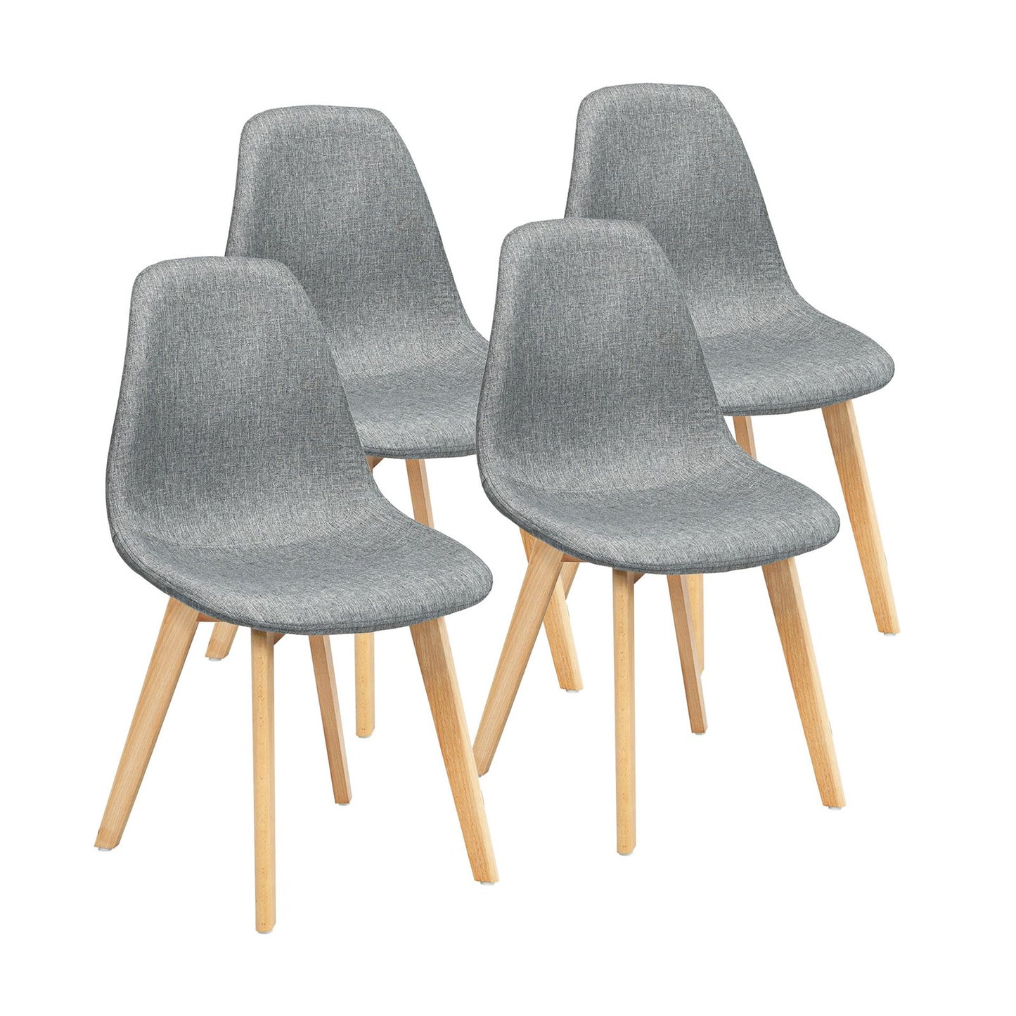 4 Pieces Modern Dining Chair Set with Wood Legs and Fabric Cushion Seat, Gray Dining Chairs   at Gallery Canada