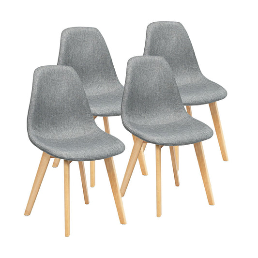 4 Pieces Modern Dining Chair Set with Wood Legs and Fabric Cushion Seat, Gray - Gallery Canada