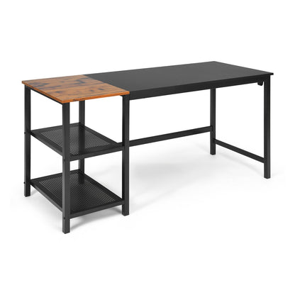 59 Inch Home Office Computer Desk with Removable Storage Shelves, Black - Gallery Canada