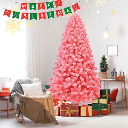 Pink Christmas Tree with Snow Flocked PVC Tips and Metal Stand-7.5 ft, Pink Christmas Tree   at Gallery Canada