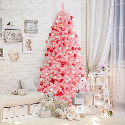 Pink Christmas Tree with Snow Flocked PVC Tips and Metal Stand-7.5 ft, Pink Christmas Tree   at Gallery Canada