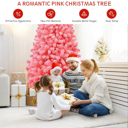 Pink Christmas Tree with Snow Flocked PVC Tips and Metal Stand-7.5 ft, Pink Christmas Tree   at Gallery Canada