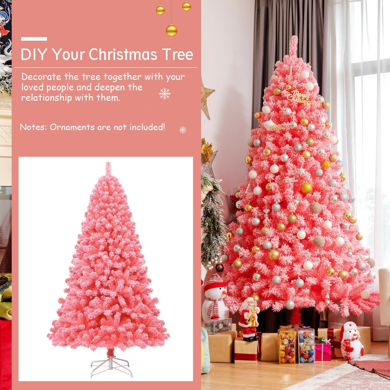 Pink Christmas Tree with Snow Flocked PVC Tips and Metal Stand-7.5 ft, Pink Christmas Tree   at Gallery Canada