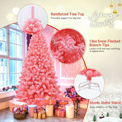 Pink Christmas Tree with Snow Flocked PVC Tips and Metal Stand-7.5 ft, Pink Christmas Tree   at Gallery Canada