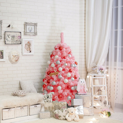 Pink Christmas Tree with Snow Flocked PVC Tips and Metal Stand-4.5 ft, Pink Christmas Tree   at Gallery Canada