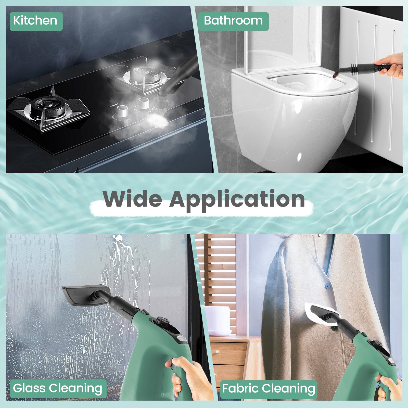 1400W Handheld Steam Cleaner with 14-Piece Accessory Kit and Child Lock, Green Vacuums & Cleaners at Gallery Canada