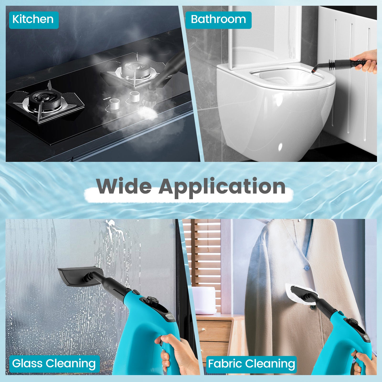 1400W Handheld Steam Cleaner with 14-Piece Accessory Kit and Child Lock, Blue Vacuums & Cleaners at Gallery Canada