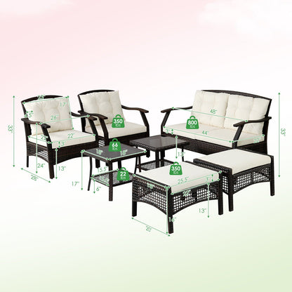 7 Pieces Outdoor Patio Furniture Set with Waterproof Cover, Espresso Patio Conversation Sets   at Gallery Canada