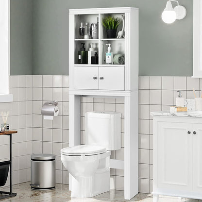 Over the Toilet Storage Cabinet with 4 Open Compartments, White Bathroom Etagere   at Gallery Canada