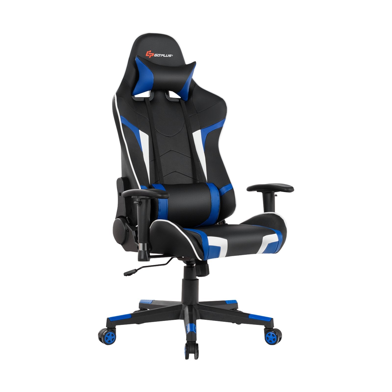 Reclining Swivel Massage Gaming Chair with Lumbar Support, Blue Gaming Chairs   at Gallery Canada