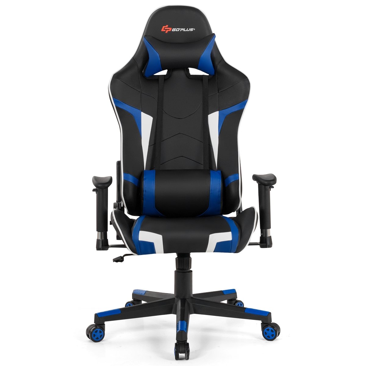 Reclining Swivel Massage Gaming Chair with Lumbar Support, Blue Gaming Chairs   at Gallery Canada