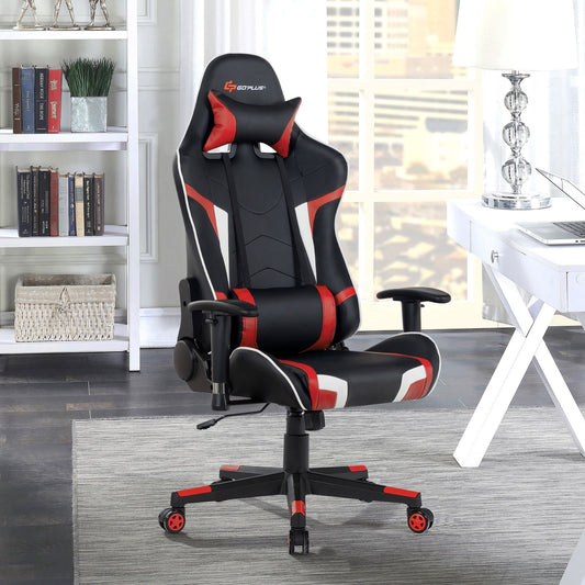 Reclining Swivel Massage Gaming Chair with Lumbar Support, Red Gaming Chairs   at Gallery Canada