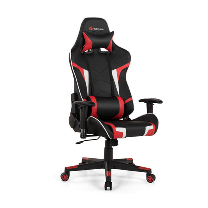 Reclining Swivel Massage Gaming Chair with Lumbar Support, Red Gaming Chairs   at Gallery Canada