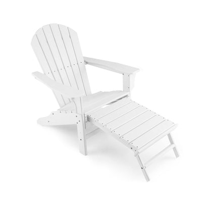 Patio HDPE Adirondack Chair with Retractable Ottoman, White - Gallery Canada