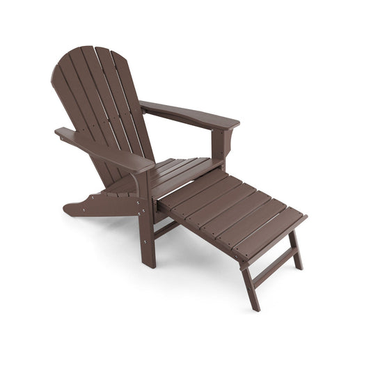 Patio HDPE Adirondack Chair with Retractable Ottoman, Brown - Gallery Canada