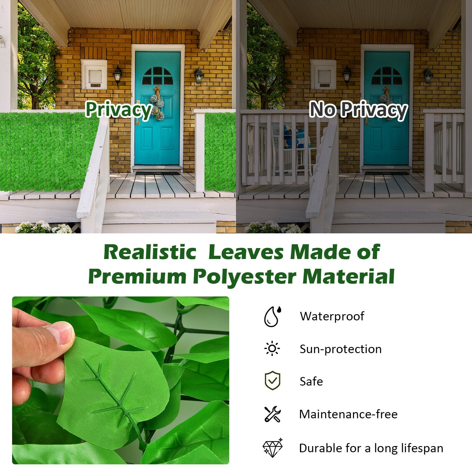 4 Pieces 118 x 39 Inch Artificial Ivy Privacy Fence for Fence and Vine Decor, Light Green Decorative Fencing & Flooring at Gallery Canada
