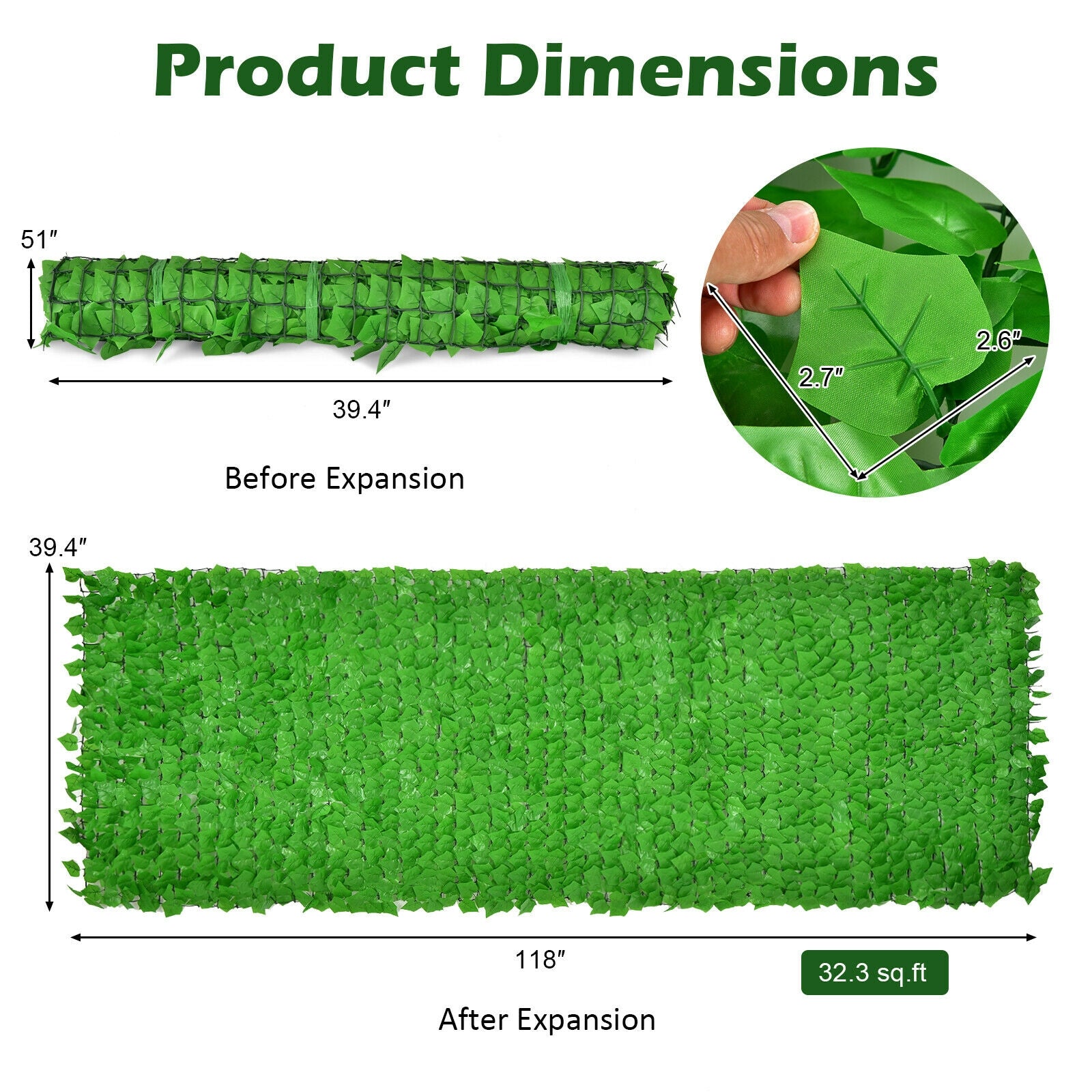 4 Pieces 118 x 39 Inch Artificial Ivy Privacy Fence for Fence and Vine Decor, Light Green Decorative Fencing & Flooring at Gallery Canada