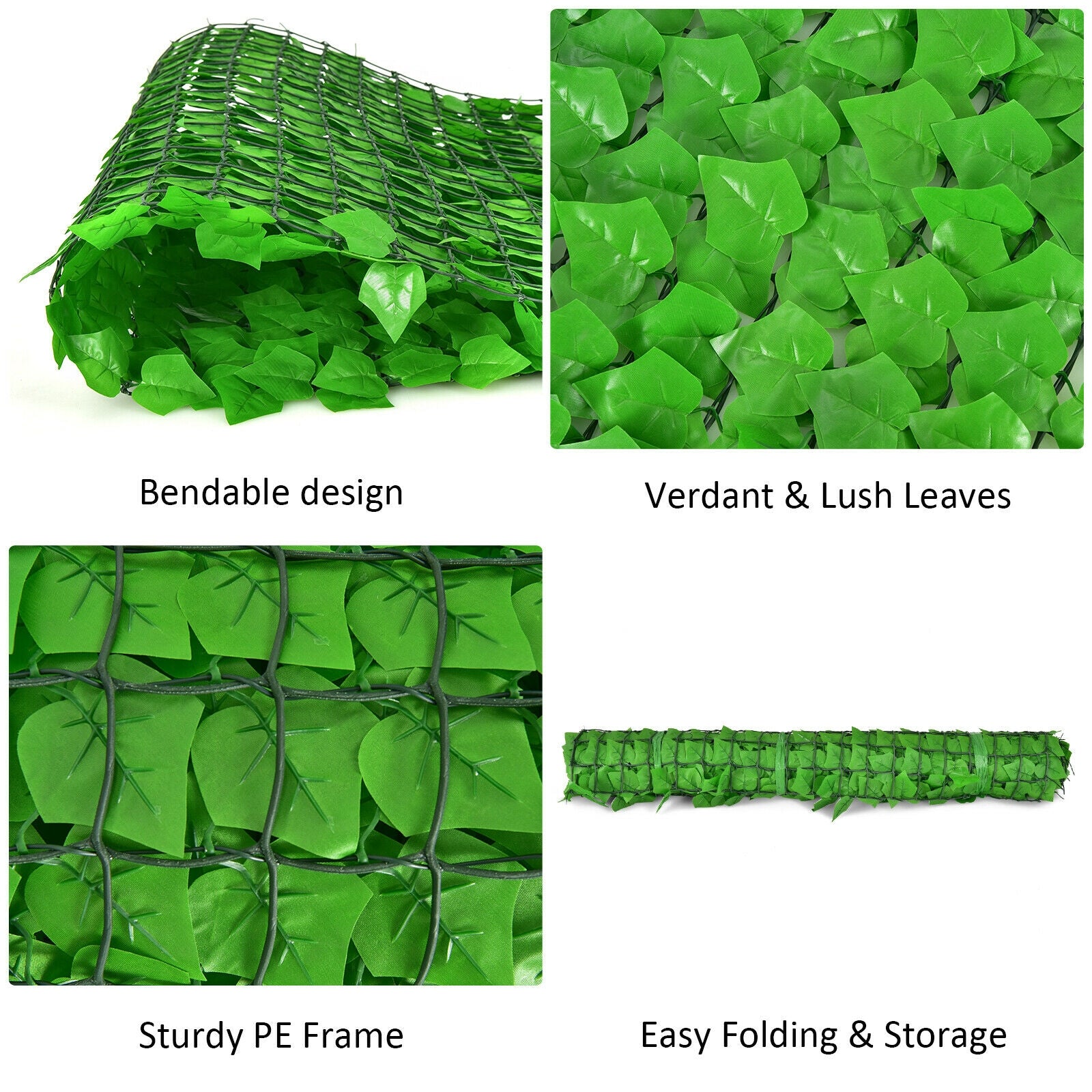 4 Pieces 118 x 39 Inch Artificial Ivy Privacy Fence for Fence and Vine Decor, Light Green Decorative Fencing & Flooring at Gallery Canada