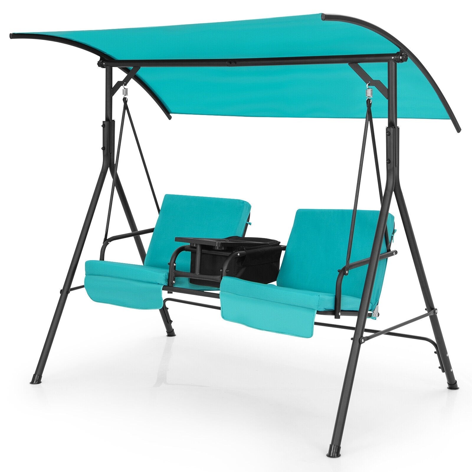 Porch Swing Chair with Adjustable Canopy, Turquoise Porch Swings   at Gallery Canada