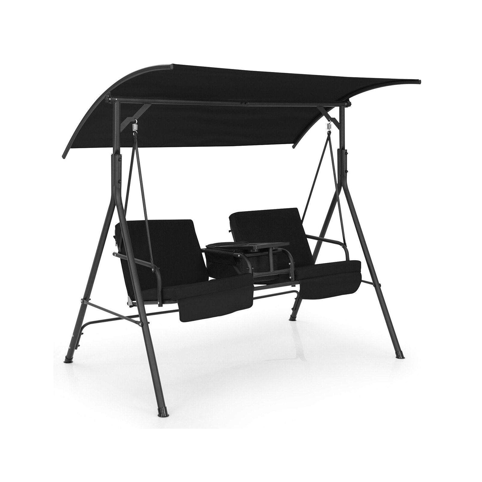 Porch Swing Chair with Adjustable Canopy, Black Porch Swings   at Gallery Canada