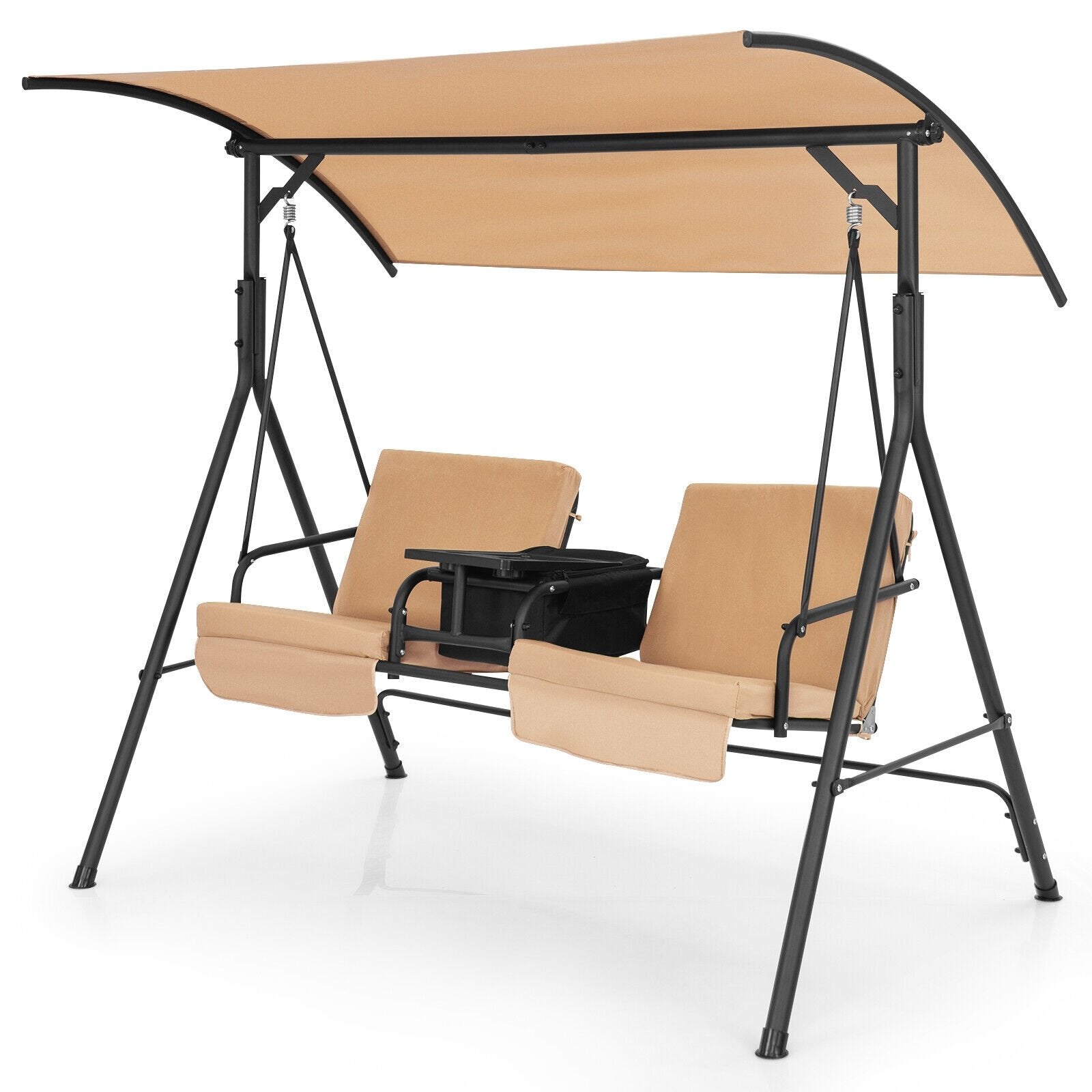 Porch Swing Chair with Adjustable Canopy, Beige Porch Swings   at Gallery Canada