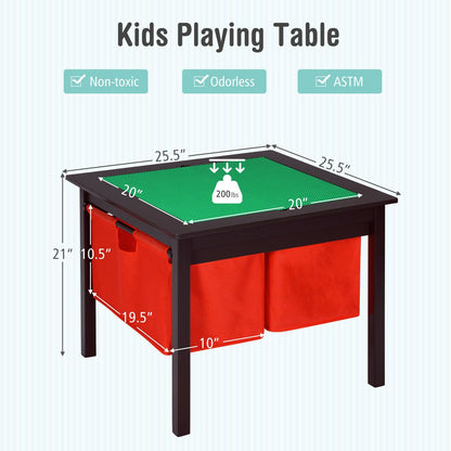 2-in-1 Kids Double-sided Activity Building Block Table with Drawers, Brown Kids Table & Chair Sets   at Gallery Canada