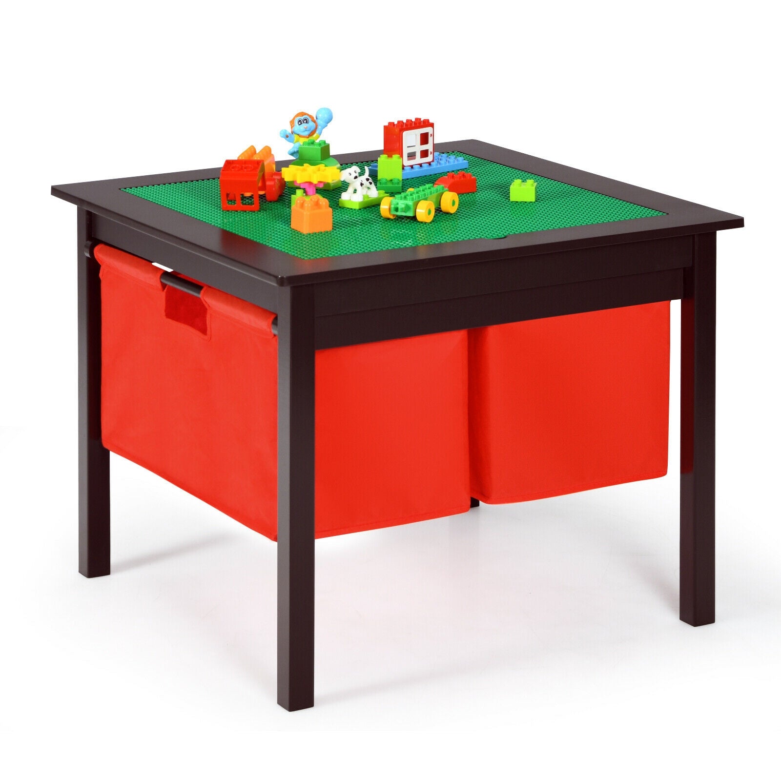 2-in-1 Kids Double-sided Activity Building Block Table with Drawers, Brown Kids Table & Chair Sets   at Gallery Canada