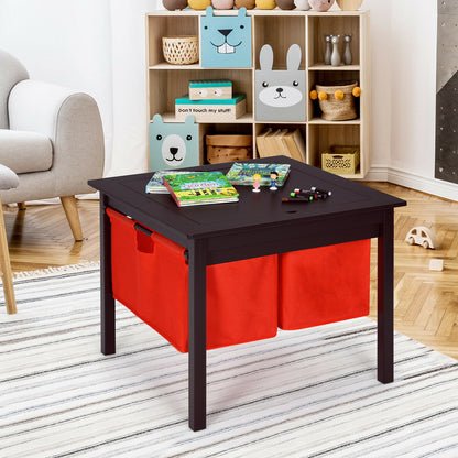 2-in-1 Kids Double-sided Activity Building Block Table with Drawers, Brown Kids Table & Chair Sets   at Gallery Canada