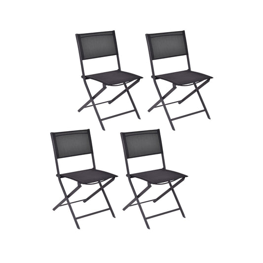 Set of 4 Outdoor Patio Folding Chairs, Black Patio Dining Chairs   at Gallery Canada