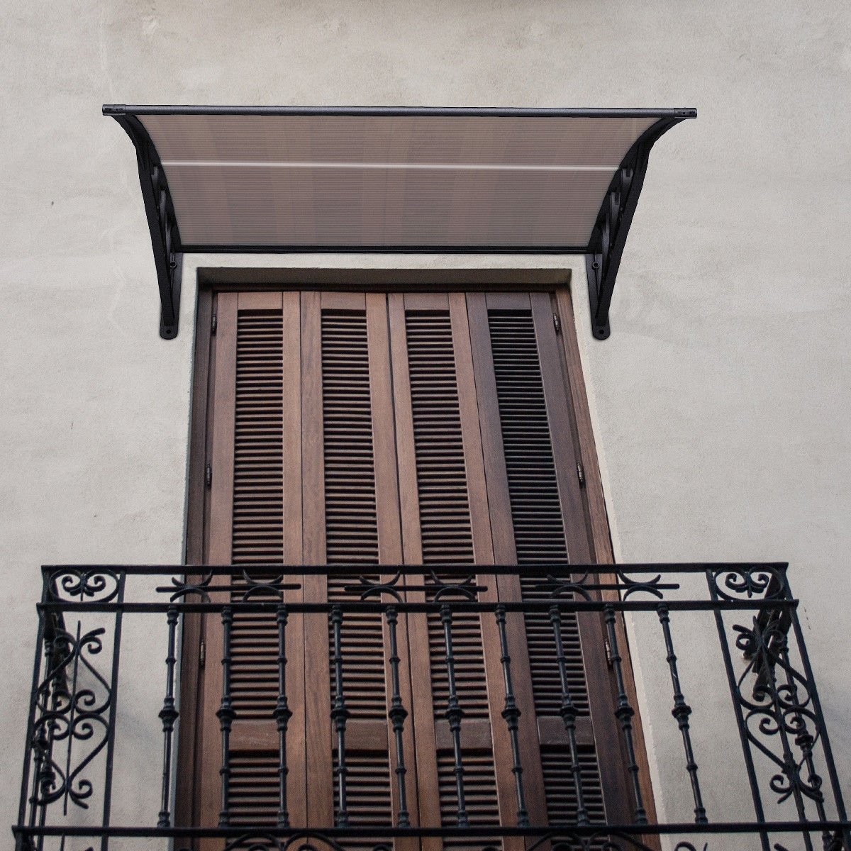 40 x 40 Inch Outdoor Polycarbonate Front Door Window Awning Canopy, Brown Outdoor Shades   at Gallery Canada